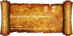 Berghofer Radamesz névjegykártya